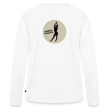 Live-Modell - Frauen Premium Bio Langarmshirt - Weiß - Hinten - Julia (174cm)