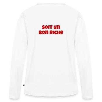 Soit un bon riche - T-shirt manches longues Premium bio Femme - blanc - Dos - Julia (174cm)