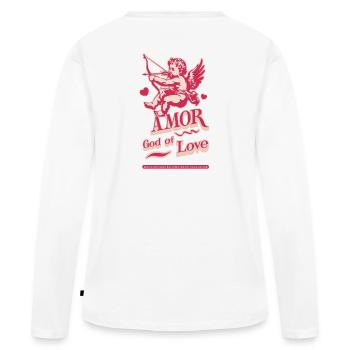Amor - Gott der Liebe Vintage - Frauen Premium Bio Langarmshirt - Weiß - Hinten - Julia (174cm)