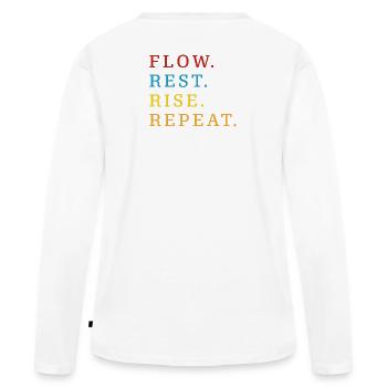 Flow Rest Rise Repeat - Women's Premium Organic Long Sleeve Shirt - white - Back - Julia (174cm)