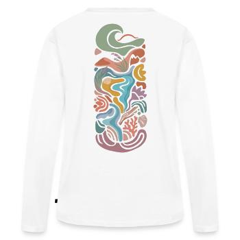 Souvenirs côtiers - T-shirt manches longues Premium bio Femme - blanc - Dos - Julia (174cm)