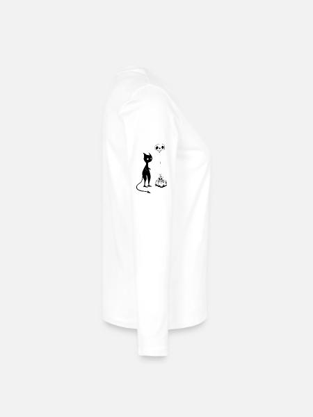 Chat diable diable diable - T-shirt manches longues Premium bio Femme - blanc - Droite