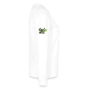 Einzigartig - Frauen Premium Bio Langarmshirt - Weiß - Rechts - Julia (174cm)