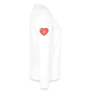 Coeur avec pansement - T-shirt manches longues Premium bio Femme - blanc - Droite - Julia (174cm)