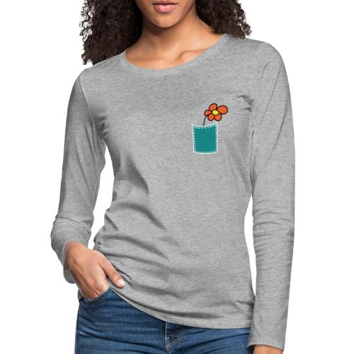 Brusttasche Blume - Frauen Premium Langarmshirt
