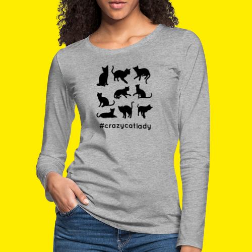 Crazy cat lady-hashtaggen - Premium langermet T-skjorte for kvinner