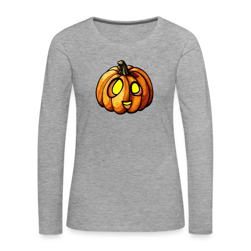 Pumpkin Halloween watercolor scribblesirii - Dame premium T-shirt med lange ærmer