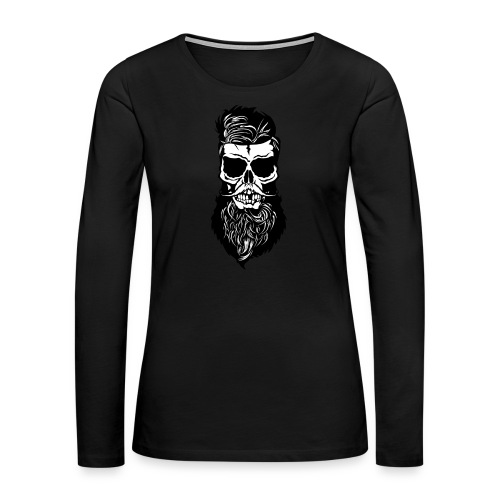 tete de mort hipster skull barbu barbe moustache m - T-shirt manches longues Premium Femme
