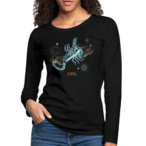 Scorpio Constellation Celestial Map - Dame premium T-shirt med lange ærmer
