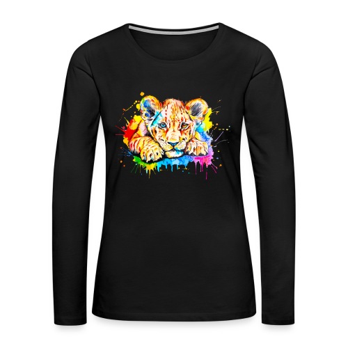 lion, lionceaux en couleurs - T-shirt manches longues Premium Femme