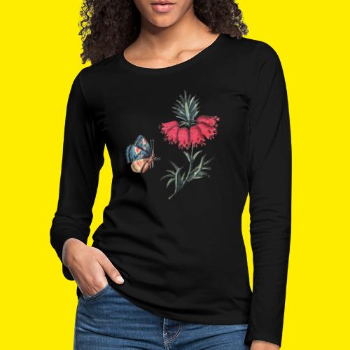 Vliegende vlinder met bloemen - Vrouwen Premium shirt met lange mouwen