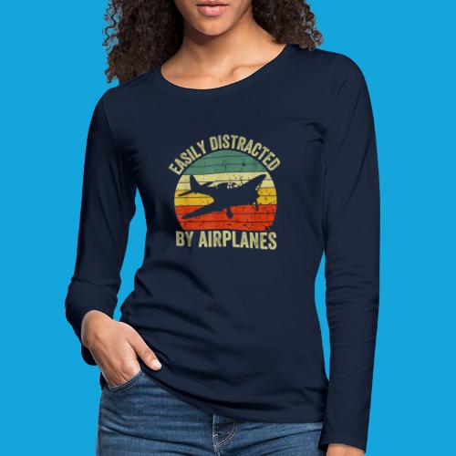 Easily Distracted by Airplanes - Frauen Premium Langarmshirt
