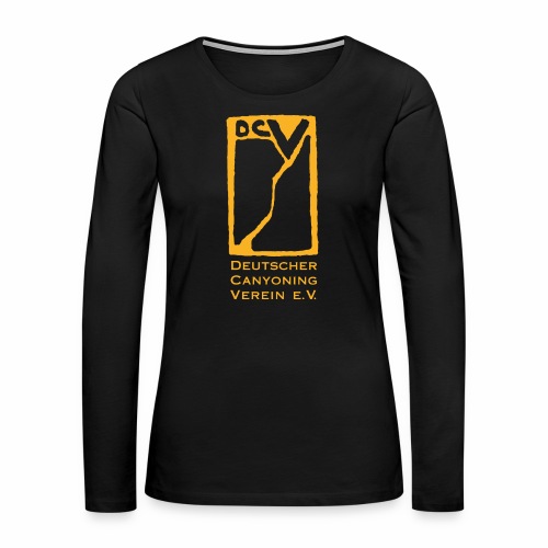 DCV T-Shirt Gruendungslogo Goldgelb und Schrift - Frauen Premium Langarmshirt