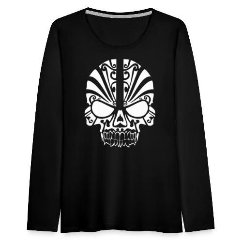 Tribal Skull white mit Logo - Frauen Premium Langarmshirt