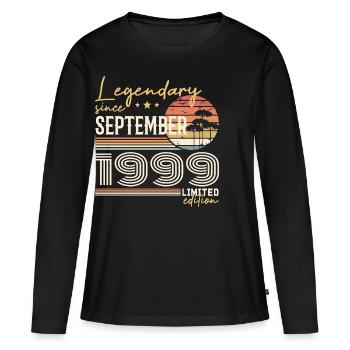 Septembre 1999 Né en Septembre 1999 September 1999 - T-shirt manches longues Premium bio Femme - noir - Devant - Julia (174cm)