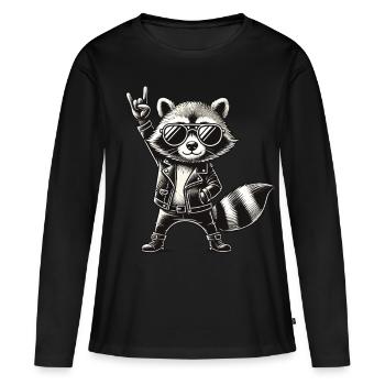 Rock, Rocker, Musique rock, Heavy metal, Rock Hand - T-shirt manches longues Premium bio Femme - noir - Devant - Julia (174cm)