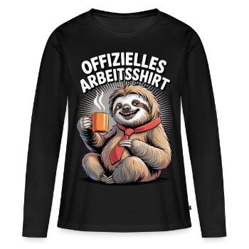 Arbeitsshirt Arbeit Büro Faul Faulenzer Faultier - Frauen Premium Bio Langarmshirt - Schwarz - Vorne - Julia (174cm)