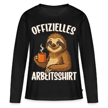 Büro Arbeitsshirt Arbeit Faul Faulenzer Faultier - Frauen Premium Bio Langarmshirt - Schwarz - Vorne - Julia (174cm)