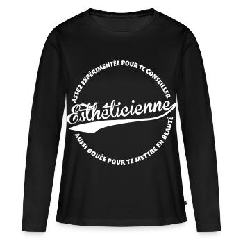 Esthéticienne - T-shirt manches longues Premium bio Femme - noir - Devant - Julia (174cm)
