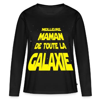 Meilleur maman de la galaxie - T-shirt manches longues Premium bio Femme - noir - Devant - Julia (174cm)