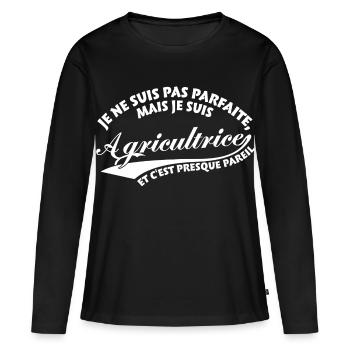 Parfaite Agricultrice - T-shirt manches longues Premium bio Femme - noir - Devant - Julia (174cm)