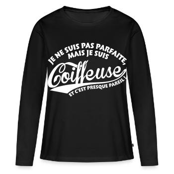 Parfaite Coiffeuse - T-shirt manches longues Premium bio Femme - noir - Devant - Julia (174cm)