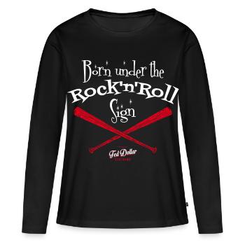 Né sous le Signe du Rock'n'Roll - T-shirt manches longues Premium bio Femme - noir - Devant - Julia (174cm)