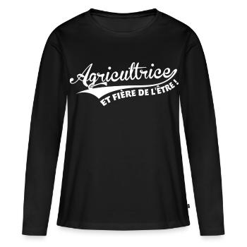 Agricultrice et fière de l'être - T-shirt manches longues Premium bio Femme - noir - Devant - Julia (174cm)