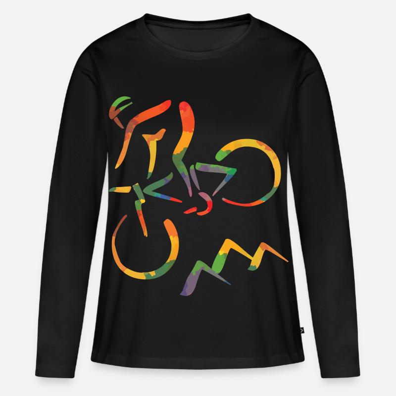 Farbiger Mountainbiker - Frauen Premium Bio Langarmshirt - Schwarz