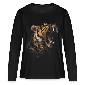 Tiger - Frauen Premium Bio Langarmshirt - Schwarz - Vorne - Julia (174cm)
