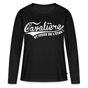 Cavalière et fière de l'être - T-shirt manches longues Premium bio Femme - noir - Devant - Julia (174cm)