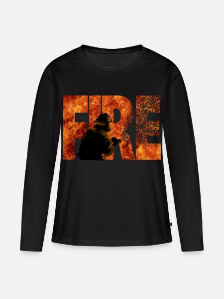 Feuerwehr - Frauen Premium Bio Langarmshirt - Schwarz