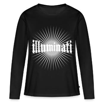 Illuminati star fun police conspiration secrète - T-shirt manches longues Premium bio Femme - noir - Devant - Julia (174cm)