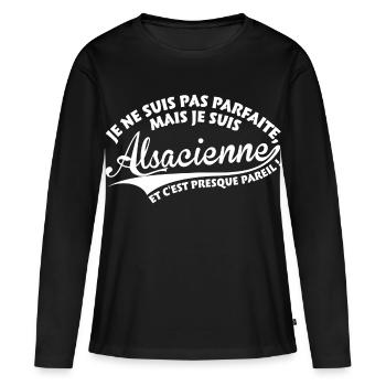 Parfaite Alsacienne - T-shirt manches longues Premium bio Femme - noir - Devant - Julia (174cm)