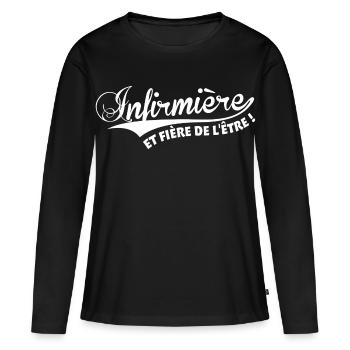 Infirmière et fière de l'être - T-shirt manches longues Premium bio Femme - noir - Devant - Julia (174cm)