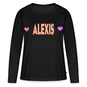 Alexis - T-shirt manches longues Premium bio Femme - noir - Devant - Julia (174cm)