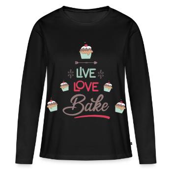 faire cuire au four - T-shirt manches longues Premium bio Femme - noir - Devant - Julia (174cm)