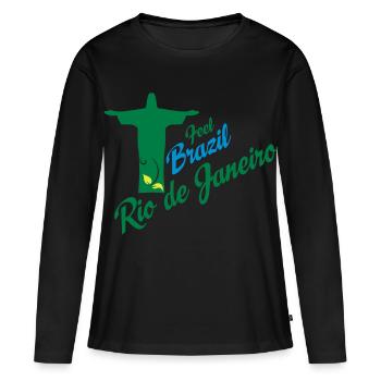 Rio de Janeiro - T-shirt manches longues Premium bio Femme - noir - Devant - Julia (174cm)
