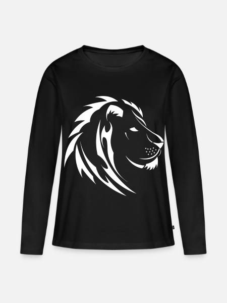 Tribal Löwe - Frauen Premium Bio Langarmshirt - Schwarz