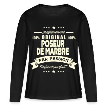 Poseur de marbre Original - T-shirt manches longues Premium bio Femme - noir - Devant - Julia (174cm)