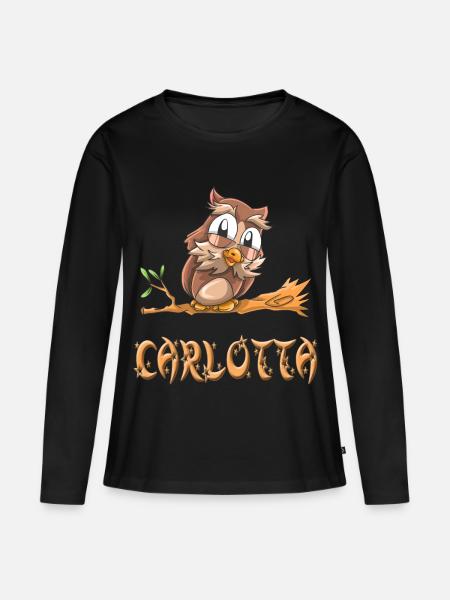 Owl Carlotta - Maglia a maniche lunghe ecologica premium da donna - nero