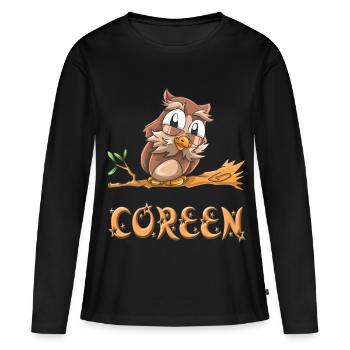 Eule Coreen - T-shirt manches longues Premium bio Femme - noir - Devant - Julia (174cm)