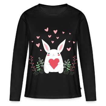 Lapin de l’Est Lapin de Pâques Oreilles de lapin mignon LOL - T-shirt manches longues Premium bio Femme - noir - Devant - Julia (174cm)