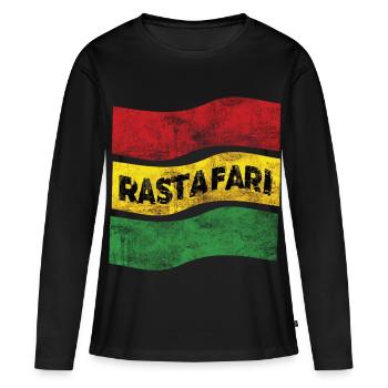 Rastafari Drapeau - T-shirt manches longues Premium bio Femme - noir - Devant - Julia (174cm)