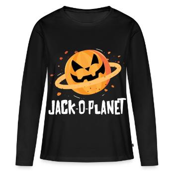Halloween Pumpkin Face Jack-O-Planet - T-shirt manches longues Premium bio Femme - noir - Devant - Julia (174cm)