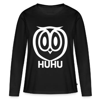 HuHu Hibou - T-shirt manches longues Premium bio Femme - noir - Devant - Julia (174cm)
