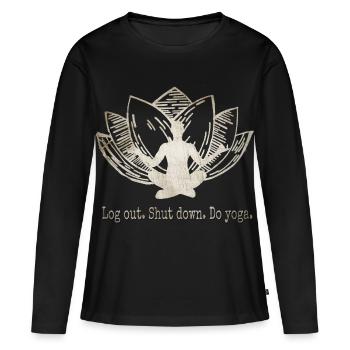 Yoga - T-shirt manches longues Premium bio Femme - noir - Devant - Julia (174cm)