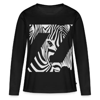 Zebra Mix Mono White - T-shirt manches longues Premium bio Femme - noir - Devant - Julia (174cm)