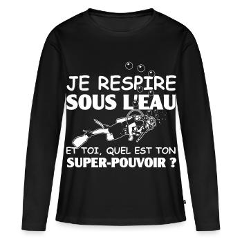 Super-Pouvoir Plongeuse - T-shirt manches longues Premium bio Femme - noir - Devant - Julia (174cm)