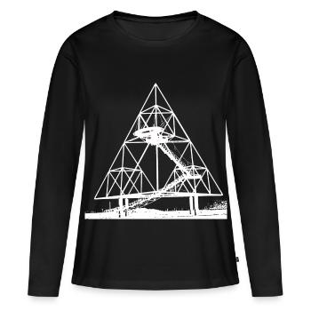 TÉTRAÈDER BLANC - T-shirt manches longues Premium bio Femme - noir - Devant - Julia (174cm)